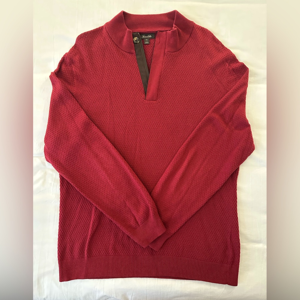 Men’s Tasso Elba Red Quarter Zip Casual Sweatshirt